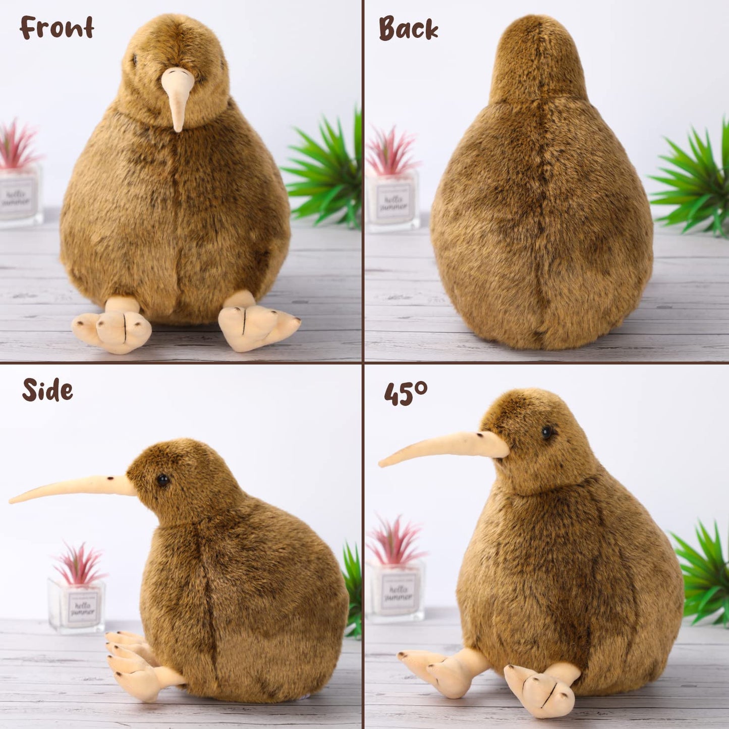 Kiwi bird plush toy, cuddly toy, furry kiwi plush doll, soft, fluffy like a real bird, huggable toy - gift for any age and occasion, one size fits all, al-01-1