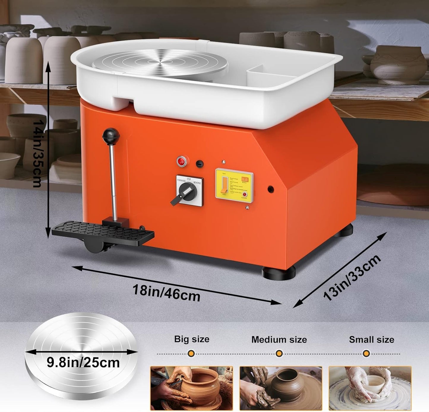 VAYOTOY Electric Pottery Wheel 25CM 350W Professional Pottery Wheel Forming Machine Ceramic Clay Machine with Pottery Tools for Adults, Pottery Beginners, Pottery Studio