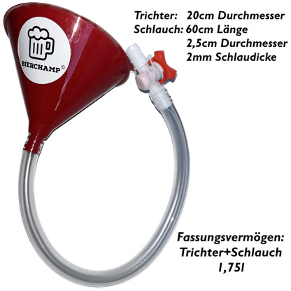 Beerchamp Beer Funnel - Drinking Funnel - Drinking game - Party funnel - Beer chug - Stopcock - Funnel - Valve - Party game - Festival funnel