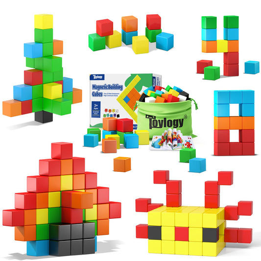 Toylogy Magnetic Building Blocks for toddler toys, Pure Magnetic World Edition Toys for Sensorial STEM Education Preschool Magnet Toys for 3 4 5 6 Year Old Boys and Girls