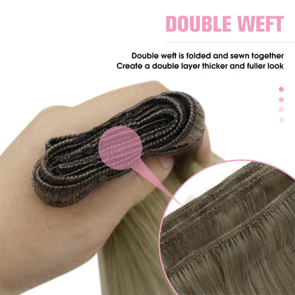 YoungSee blonde 45cm real hair weft for sewing in ash blonde ombre blond hair extensions double weft weave extensions for women 100g #SUN