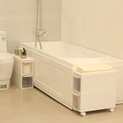 SONGMICS 4-Drawer Rolling Cart, Compact Shelf Unit, can be Used Separately as Kitchen, Bathroom, or Utility Cart. Standalone with Wheels, 84.5 cm High, White KFR05W