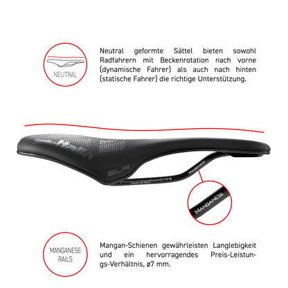 Selle Italia SLR Boost TM Superflow - Bicycle saddle with classic SLR design, comfortable gel road bike saddle and Superflow cutout, carbon fiber shell, 2.48L x 1.3W m