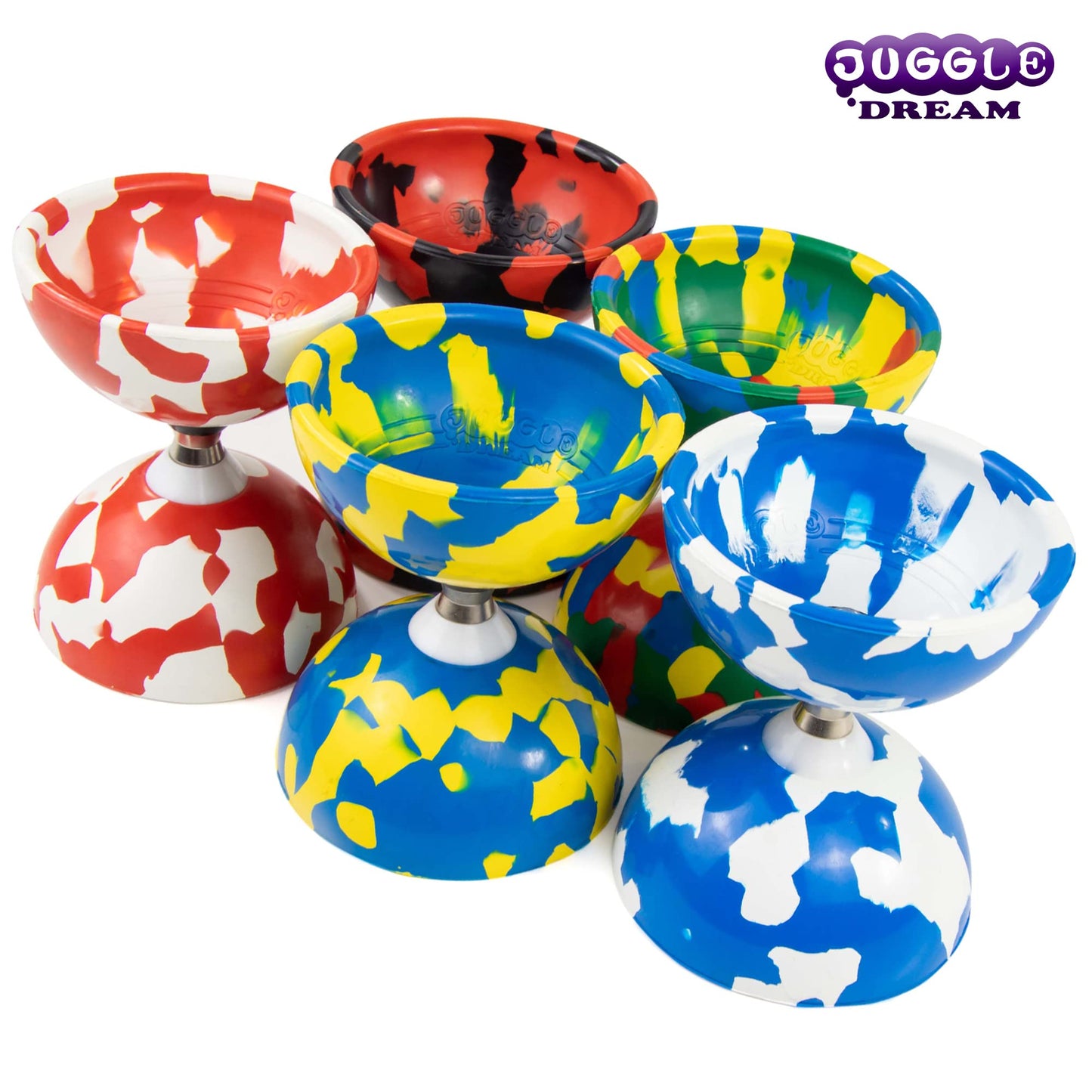 Juggle Dream Jester Diabolo Set - ball bearing axle professional diabolo with aluminum handsticks and online learning video - juggling toy (multicolor)