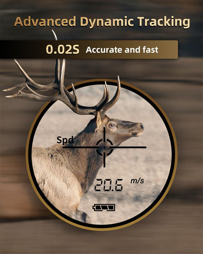 AOFAR HX-700N Laser Rangefinder for hunting & golf, 700 yards range, 6X magnification, distance & speed modes, IPX4 waterproof, includes battery & carrying case.