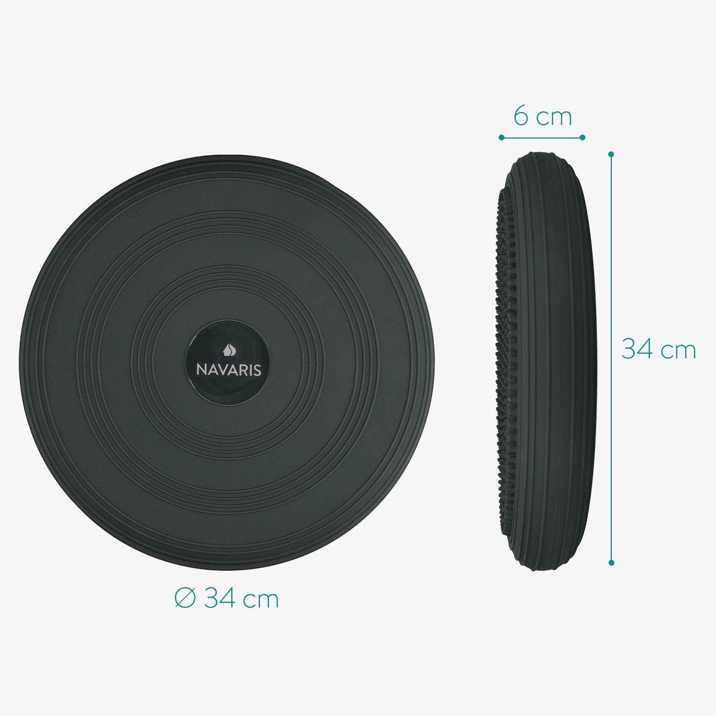 Navaris balance cushion ball seat cushion with air pump - balance mat cushion seat cushion back training - knobs and smooth