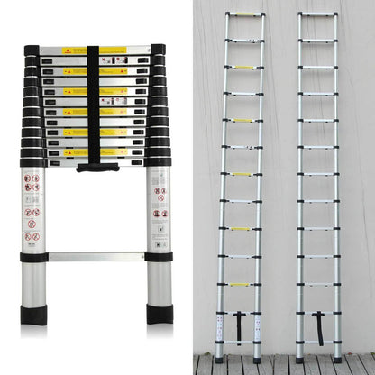 Multipurpose ladder 3.8m telescopic ladder aluminum folding ladder non-slip extendable sturdy step ladder 150 kg/330 lbs capacity.