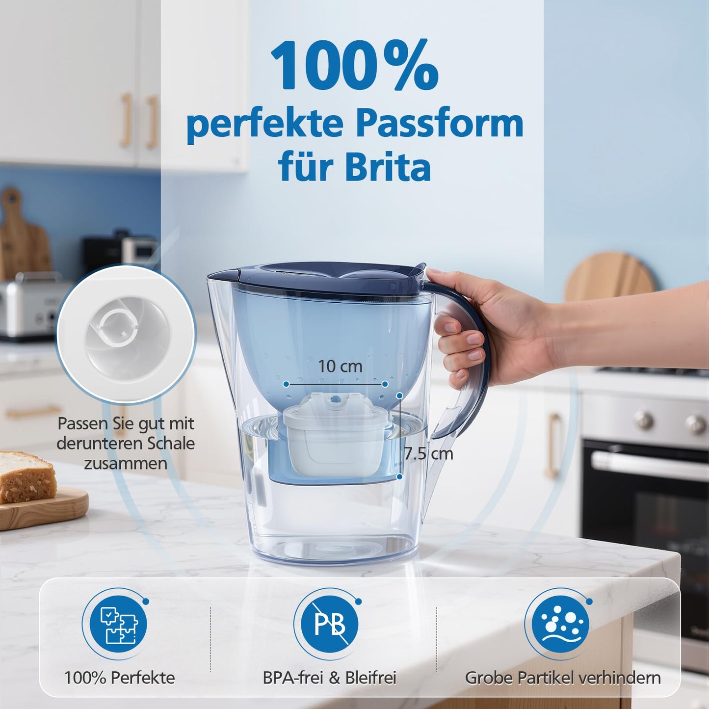 isinlive 8 Pack Water Filters for Brita Maxtra+ Water Filter Cartridges Compatible with Brita Style, Mavea Elemaris XL Water Tank - 8 Pieces
