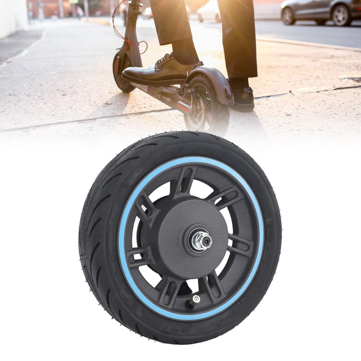 BuyWeek Electric Scooter Front Wheel for MAX G30D, Explosion-proof Front Wheel Tire Non-slip Electric Scooter Front Wheel Vacuum Tire Replacement.