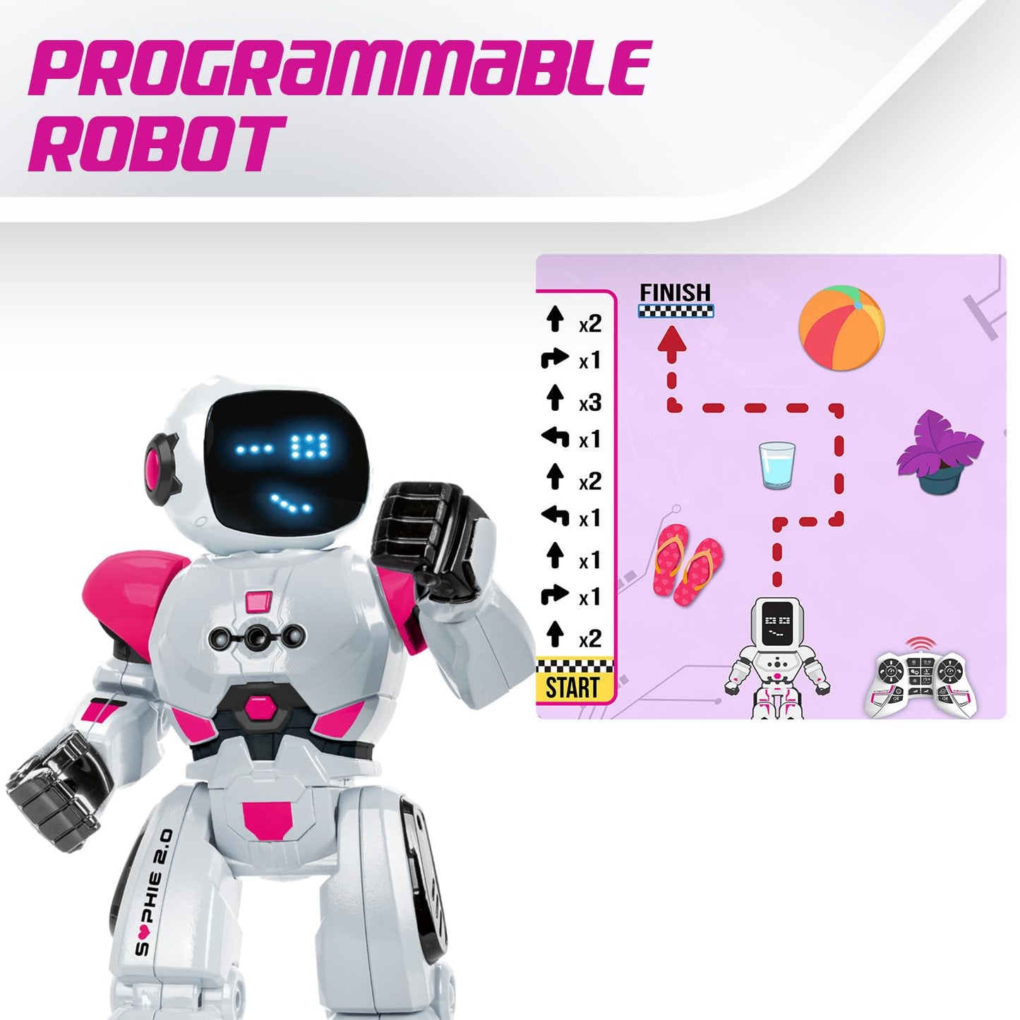 Xtrem Bots - Sophie | Robot Toy | Robot for Kids Ages 4+ | Girl Robot | Remote Control Robot | Programmable Robot | Remote Controlled Robot Color Pink