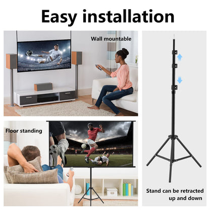 Will Canvas Projector Screen With Stand 100 Inch, 16:9 HD Retractable, Portable Projector for Home Theater, Office, School, Presentation