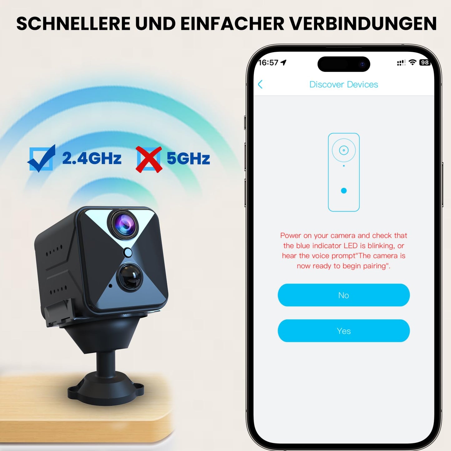 aidowocam Mini Camera Full HD Surveillance Camera Indoor Security Camera Live Transmission Mobile APP 60 Days Long Standby Battery WiFi Camera with Motion Detector Night Vision for Home Security