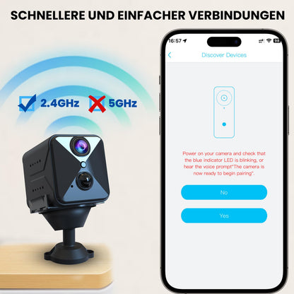 aidowocam Mini Camera Full HD Surveillance Camera Indoor Security Camera Live Transmission Mobile APP 60 Days Long Standby Battery WiFi Camera with Motion Detector Night Vision for Home Security