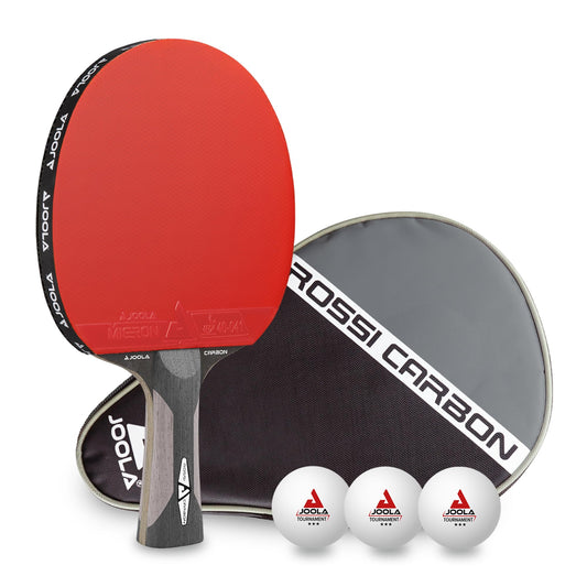 JOOLA Professional Table Tennis Racket Rosskopf Carbon, ITTF approved, for advanced players, includes cover and 3 balls, 29.5 cm