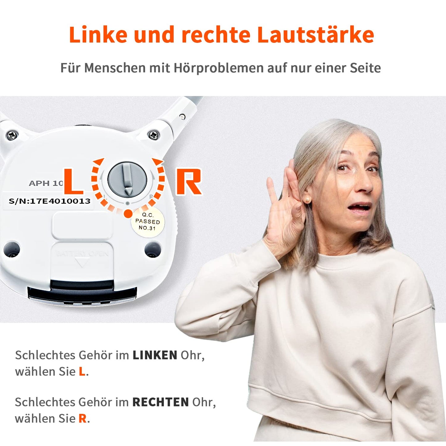 APH100 wireless TV headphones for seniors, 2.4 GHz, with 3.5mm AUX, RCA, includes 2 batteries and two sets of ear tips.