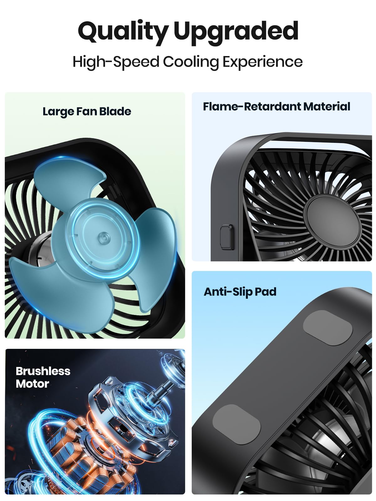 TOPK USB Fan 2 Pack Mini Desk Fans Quiet Operation, USB Powered Desk Fan, 3 Speeds and 360° Rotatable Head for Home Office Bedroom Desk Desktop