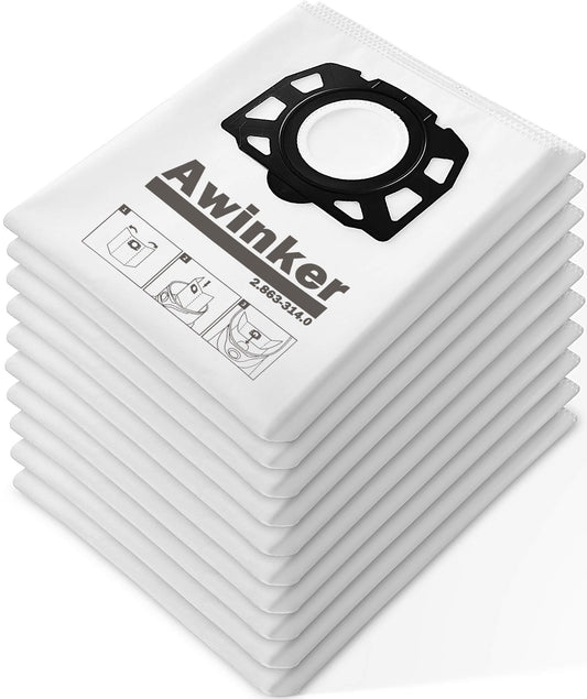 10 pieces KFI 357 vacuum cleaner bags for Kärcher WD2 WD3 KWD1 KWD2 KWD3 WD3.200 - WD3.800 M/SE4001/SE4002 vacuum cleaners, replaces 2.863-314.0
