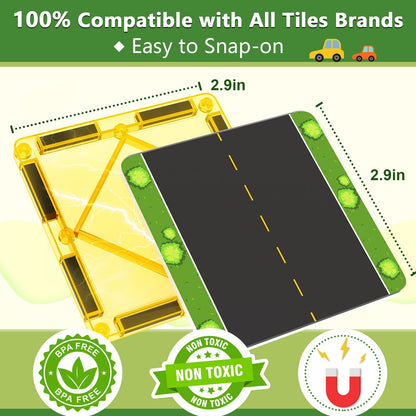 Soyee 56 Magnetic Building Blocks Road Toppers Children's Toy for 3 year old Boys Girls Magnetic Tiles Preschool Learning Activities Gift for Toddlers Children Ages 3 4 5 6