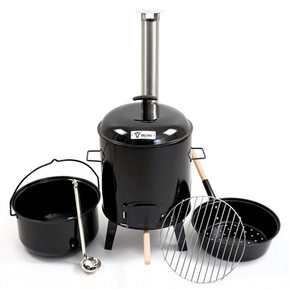 BBQ-Toro Goulash Cannon | Goulash Cauldron | One-Pot Stove | Hungarian Goulash Pot 17 liters enameled with lid for outdoor kitchen field kitchen