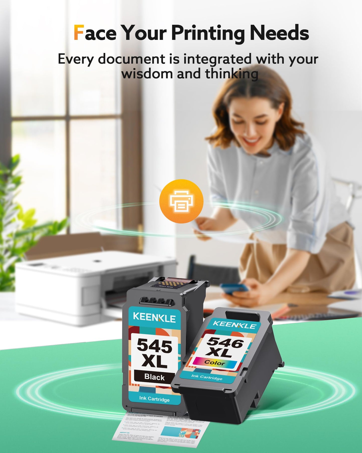PG-545 CL-546 XL PG-545XL CL-546XL Replacement for Canon Printer Cartridges 545 546 Multipack for Canon Pixma MX495 TR4550 TS3350 TS3150 TR4551 MG2550s MG2555s TS3151 MG3050 MG2950 TS205 (Black, Color)