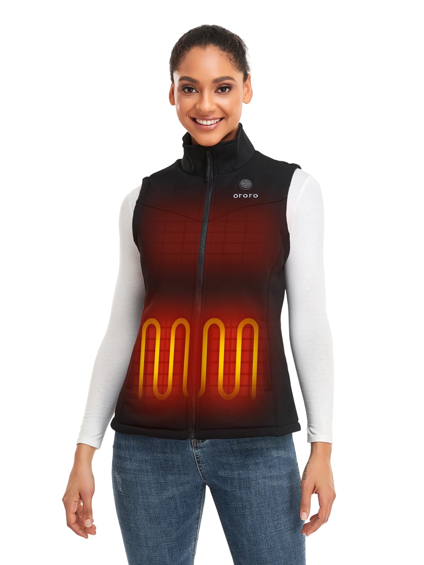 ORORO Heated Vest Fleece Women's Heated Fleece Vest with Powerbank Women's Heated Vest - Charger Not Included (Neutral Black, M)