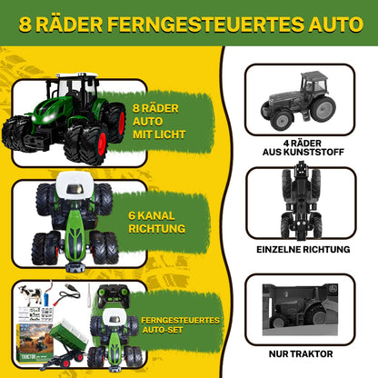 RC Remote Control Tractor with Trailer, lights and cow. Suitable for children 3 years and older. Great Christmas gift for kids.