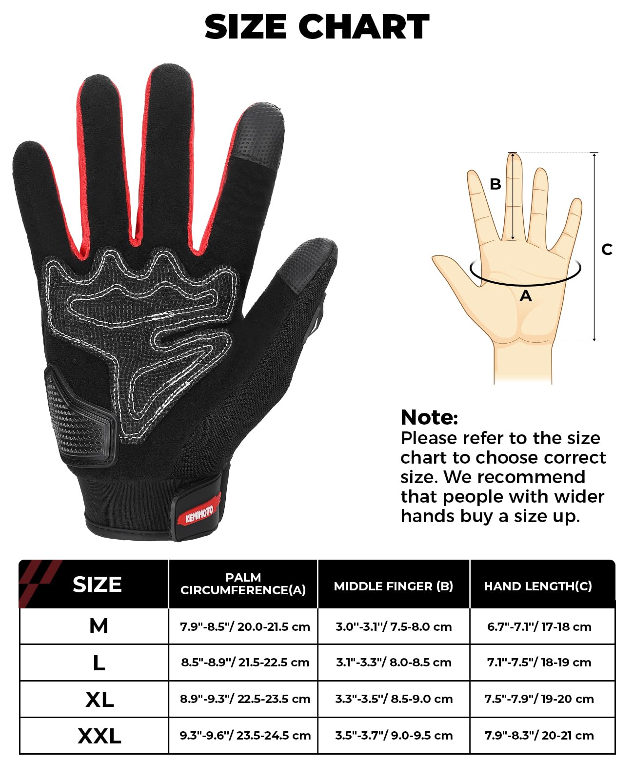 KEMIMOTO Motorcycle Gloves Men, Motorcycle Gloves with Knuckle Protector and Touchscreen, Sport Gloves for Men and Women, for Motorcycle, Bicycle, Scooter, Hunting