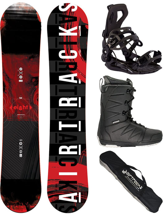 Airtracks Snowboard Set Men's Snowboard Wide Eight Freestyle Freeride 155 - Snowboard Binding Master - Softboots Star Black 43 - SB Bag