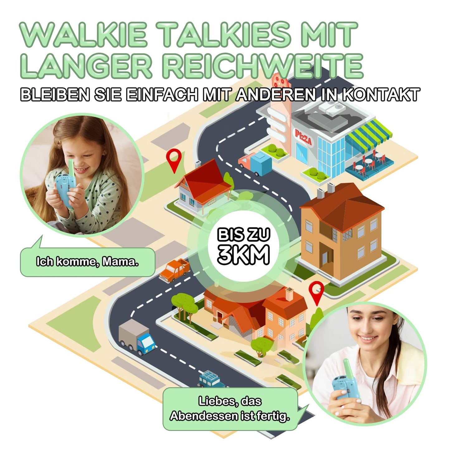 Walkie Talkie for Kids, Bakoherp Rechargeable Walkie Talkie for 3-12 year olds, Kids' Two-Way Radio with 8 channels, LED flashlight, VOX function for adventures, camping, hiking