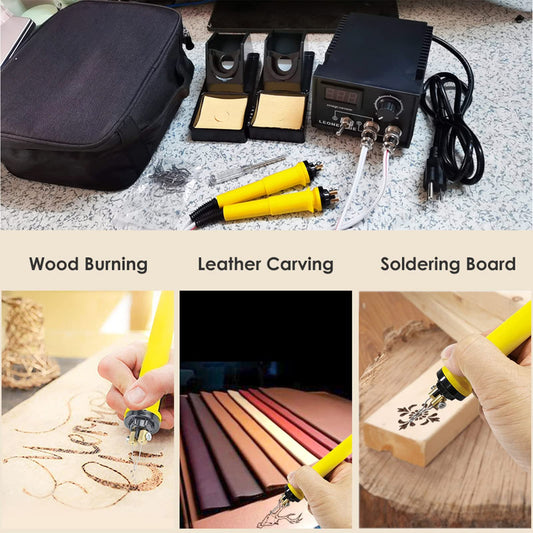Wood burning tools, digital display pyrography station wood burner with 2 professional branding pens 20 wire tips 60W Includes gift bag