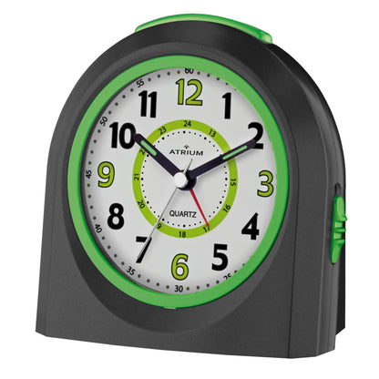 Atrium children's alarm clock analog quartz with light and snooze black green A921-7