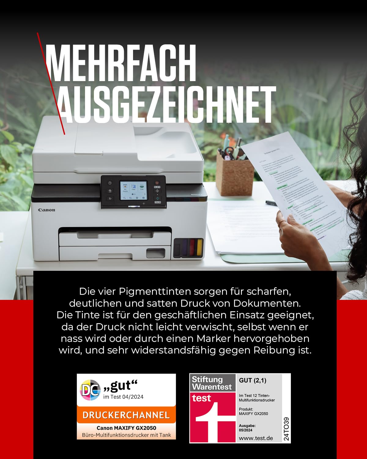 Canon MAXIFY GX2050 printer for home & office - color printer & scanner all-in-one wireless | MegaTank inkjet printer, copier, scanner & fax | WiFi, Ethernet & USB connection A4 printer