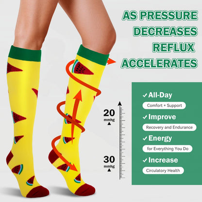 LEOSTEP Compression Socks (6 Pairs) Women's Thrombosis Socks Compression Socks for Sports, Flights, Running, Travel, Cycling, Pregnancy Nurse 20-30 mmHg