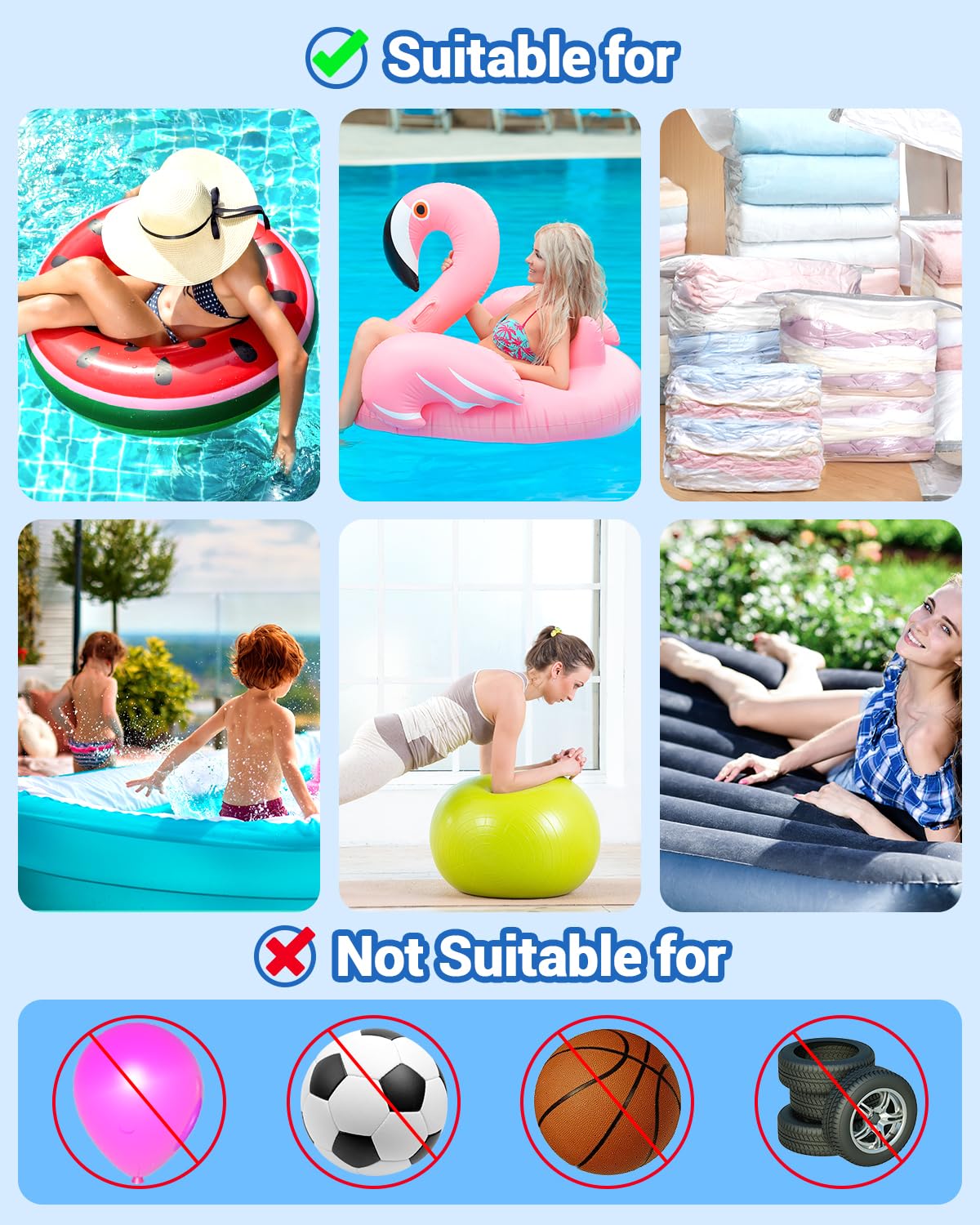 Electric air pump, Dr.meter 4000mAh rechargeable battery air pump 2 in 1 portability air pump air mattress with 3 nozzles for outdoor camping, air mattress, inflatable boat, and kiddie pool.