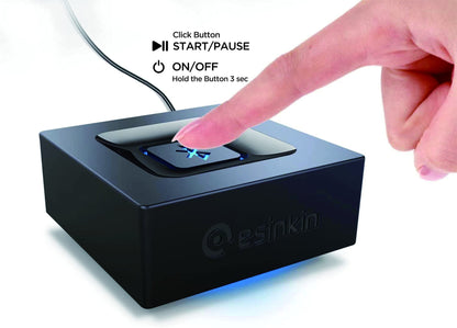 Esinkin Wireless Bluetooth Audio Receiver, Bluetooth adapter for PC/Mac/Smartphone/Tablet/AV receiver/stereo system, 3.5mm & RCA input, One-Push button (On/Off button).