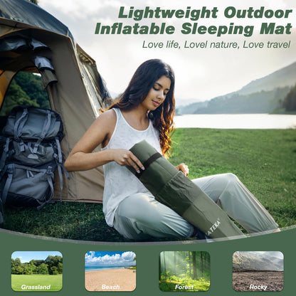 Self-inflating sleeping mat, JATEKA inflatable mat for 2 people for camping. Sleeping mat with pillow & foot pump. Compact lightweight air mattress for camping, backpacking, hiking, and travel tent.