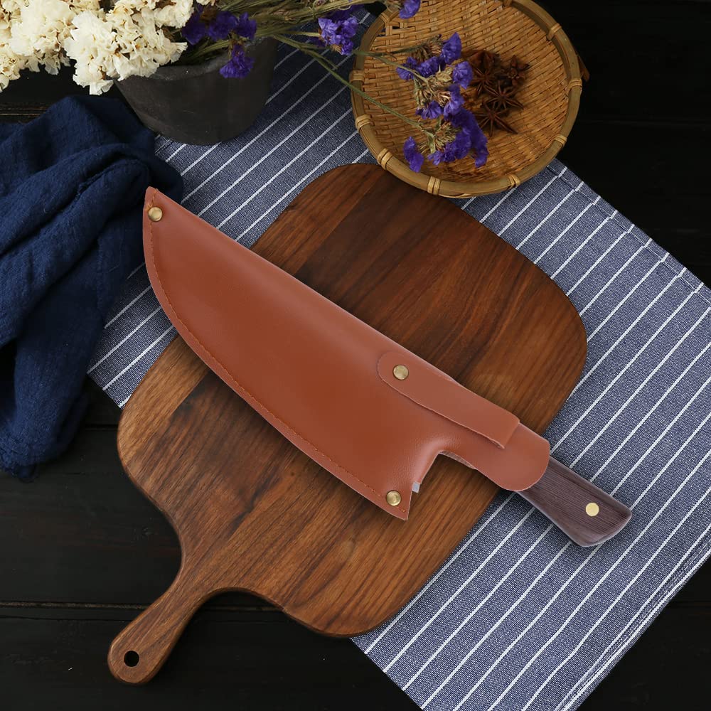 WILDMOK Hand-forged Butcher Knife 19.5cm Meat and Vegetable Cleaver made of Carbon Steel Full Tang Chef's Knife for Kitchen, Camping, and BBQ.