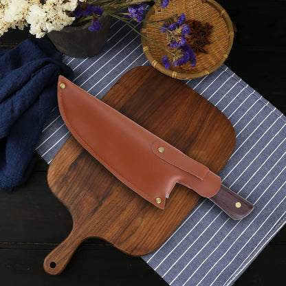 WILDMOK Hand-forged Butcher Knife 19.5cm Meat and Vegetable Cleaver made of Carbon Steel Full Tang Chef's Knife for Kitchen, Camping, and BBQ.