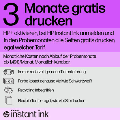 HP DeskJet 2820e all-in-one printer, 3 months of free printing with HP Instant Ink included, printer, scanner, copier, Wi-Fi.