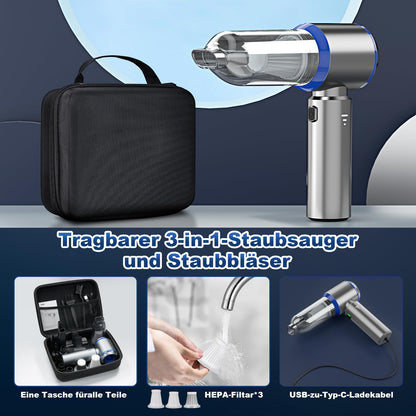 Handheld Cordless Vacuum, 3-in-1 Handheld Vacuum, 25000PA Strong Car Vacuum, 3-Speed 220000 RPM Handheld Vacuum, Cordless Mini Vacuum for Car, Kitchen, PC, Sofa, Office, Home & Pet Hair Cleaning.