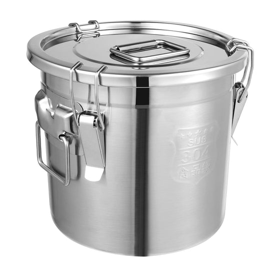 6L/12L Stainless Steel Grain Container Flour Container Airtight Canister Kitchen Cereal Food Storage Container Grain Bin Kitchen Stainless Steel Bucket Kitchen Pail with Lid (12L)
