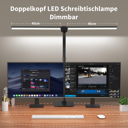 Kaulsoue Desk Lamp LED dimmable, with base, 24W 80cm daylight lamp, eye care, 5 color temperatures 5 brightness levels, for work, home, office, dorm, study, reading
