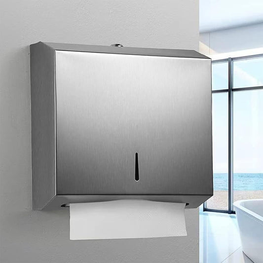 NiceMe paper towel dispenser, stainless steel towel dispenser lockable, wall-mounted tissue dispenser, suitable for Z-fold paper towels, accommodates 250-400 sheets.