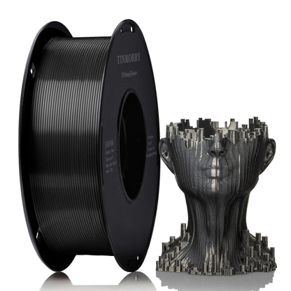 Silk PLA Filament 1.75mm, TINMORRY 3D Printer Filament, 1kg, 1 Spool, Iron Black