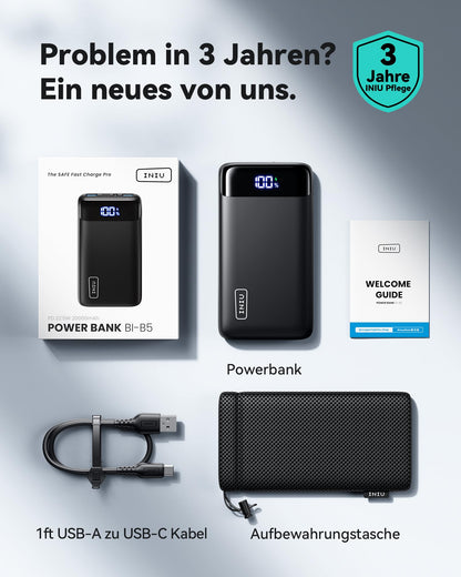 INIU Power Bank, 20000mAh 22.5W Mini Fast Charging Portable Charger 1 USB-C, 2 USB-A External Battery Packs LED Display, Battery Pack for iPhone 17 16 15 14 13 Xiaomi Samsung iPad Travel Camping Outdoor