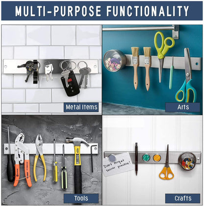Improved 50cm Magnetic Knife Strip, Extra Strong Stainless Steel Magnetic Knife Holder, Wall-Mounted Magnetic Strip, Easy Self-Adhesive Installation, Magnetic Knife Holder for Organized Kitchen.