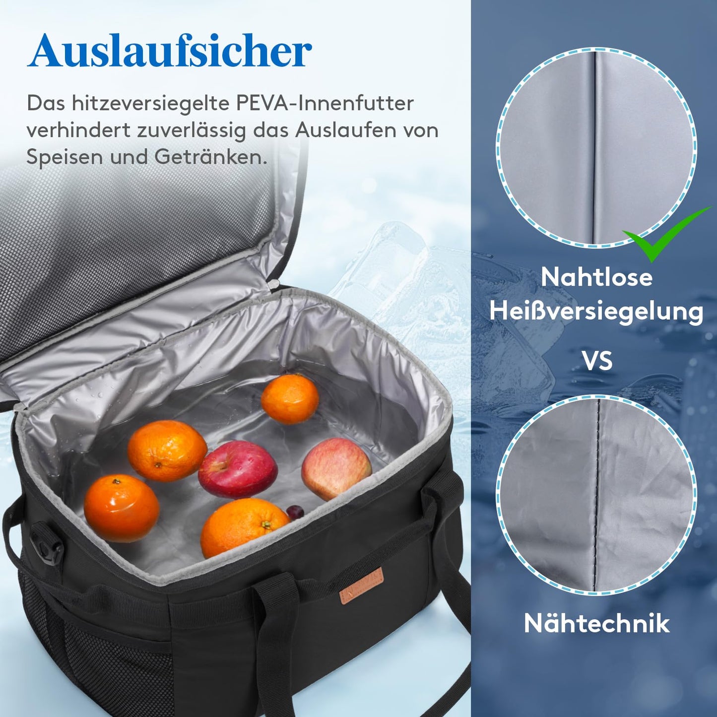 Lifewit Cooler Bag 30L, Foldable Picnic Bag for Food & Drinks, Portable Ice Box for Men, Women, Insulated Thermal Bag for Work, Camping, and Everyday Use, Black.