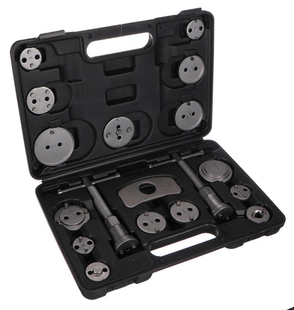 SIXTOL Mechanical Brake Set Black 18 | Brake Piston Reset Tool Set | 18 pieces | Rotate and compress | Disc Brake Tool | Adapters for various vehicle models | Tool case