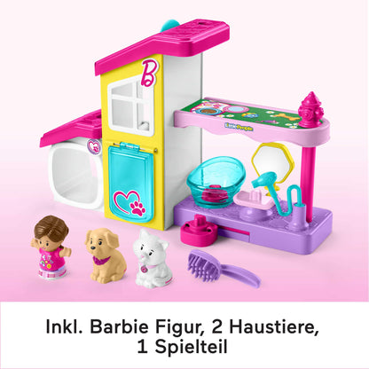 Fisher-Price Little People Barbie Toddler Playset and Animal Station with Spa and musical sounds, 4 pieces for kids ages 18 months and up, HJW76