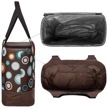 anndora shopping bag 22 liters plus cooler bag 18 liters - can be used separately - brown light blue